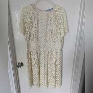 Antonio Melani Cream Lace Overlay Dress Size 14